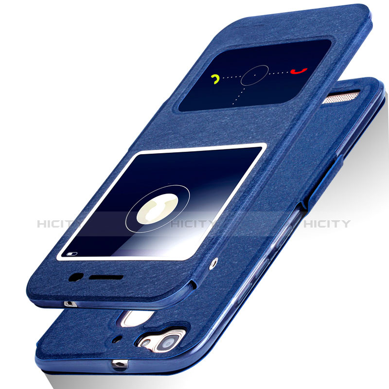 Funda de Cuero Cartera con Soporte L01 para Huawei P8 Lite Smart Azul