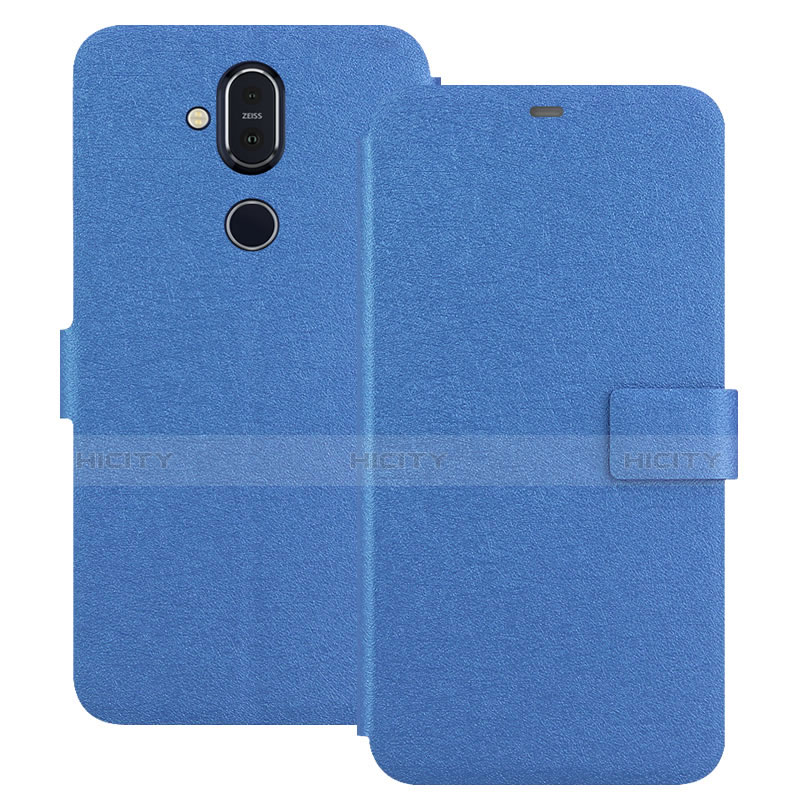 Funda de Cuero Cartera con Soporte L01 para Nokia X7 Azul