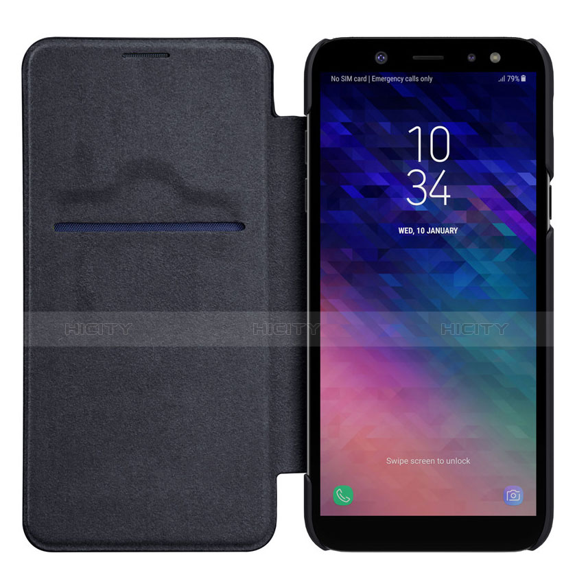 Funda de Cuero Cartera con Soporte L01 para Samsung Galaxy A9 Star Lite Negro