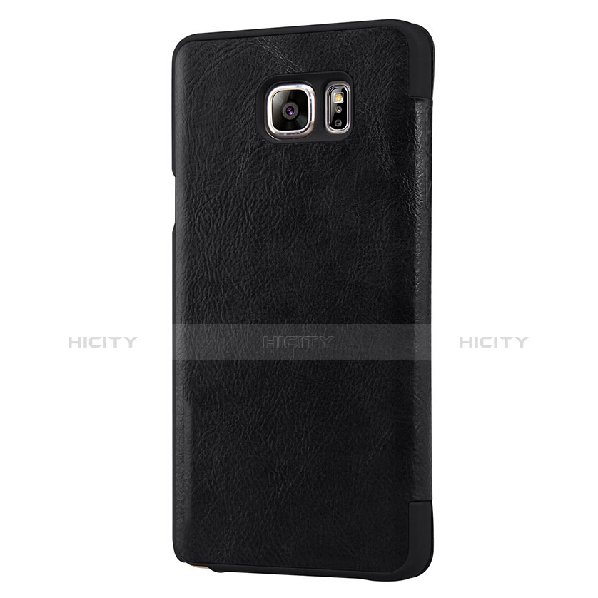 Funda de Cuero Cartera con Soporte L01 para Samsung Galaxy Note 5 N9200 N920 N920F Negro