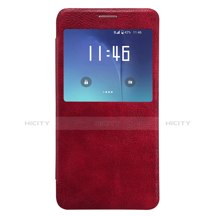 Funda de Cuero Cartera con Soporte L01 para Samsung Galaxy Note 5 N9200 N920 N920F Rojo