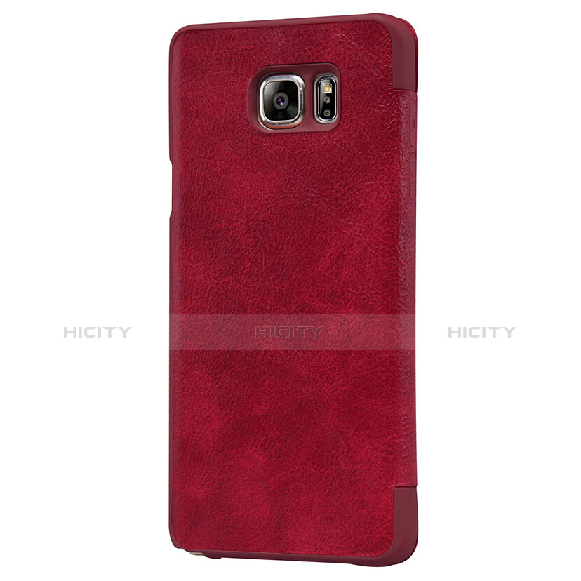 Funda de Cuero Cartera con Soporte L01 para Samsung Galaxy Note 5 N9200 N920 N920F Rojo