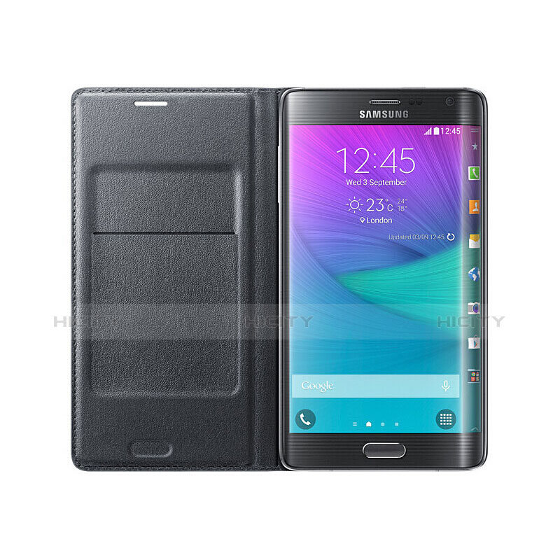Funda de Cuero Cartera con Soporte L01 para Samsung Galaxy Note Edge SM-N915F Negro