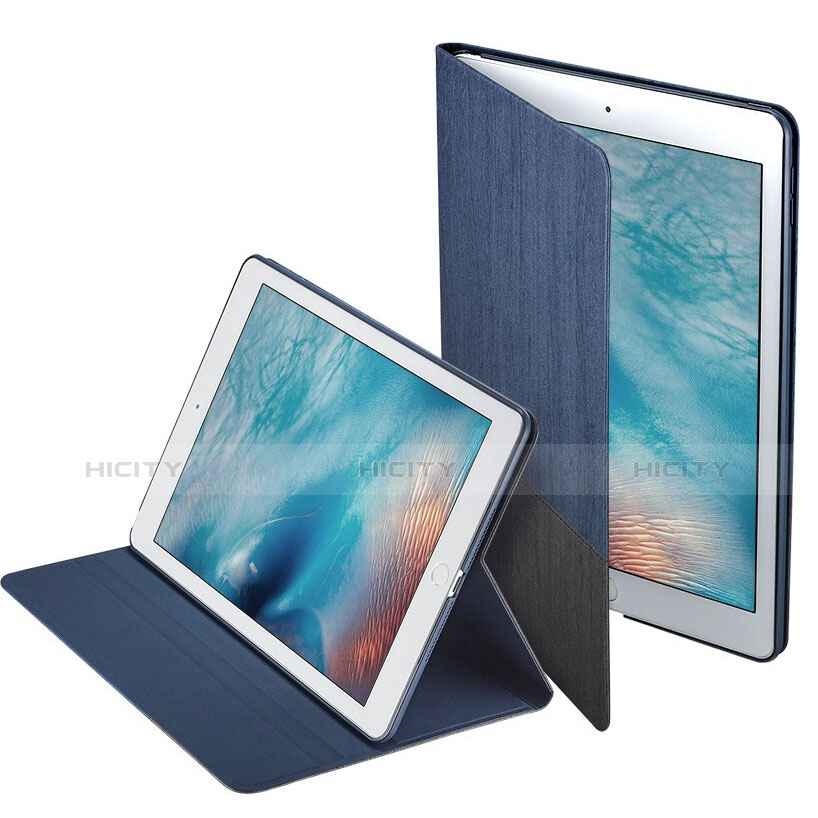 Funda de Cuero Cartera con Soporte L02 para Apple iPad Mini 4 Azul