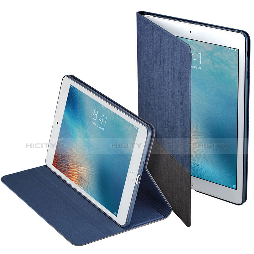 Funda de Cuero Cartera con Soporte L02 para Apple iPad Mini Azul