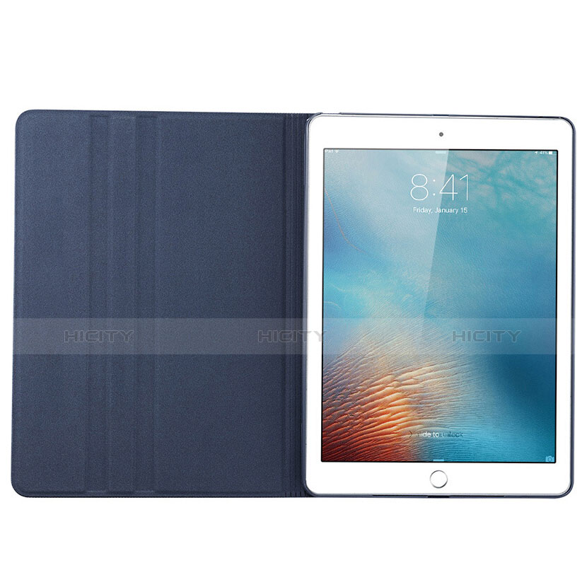 Funda de Cuero Cartera con Soporte L02 para Apple iPad Mini Azul