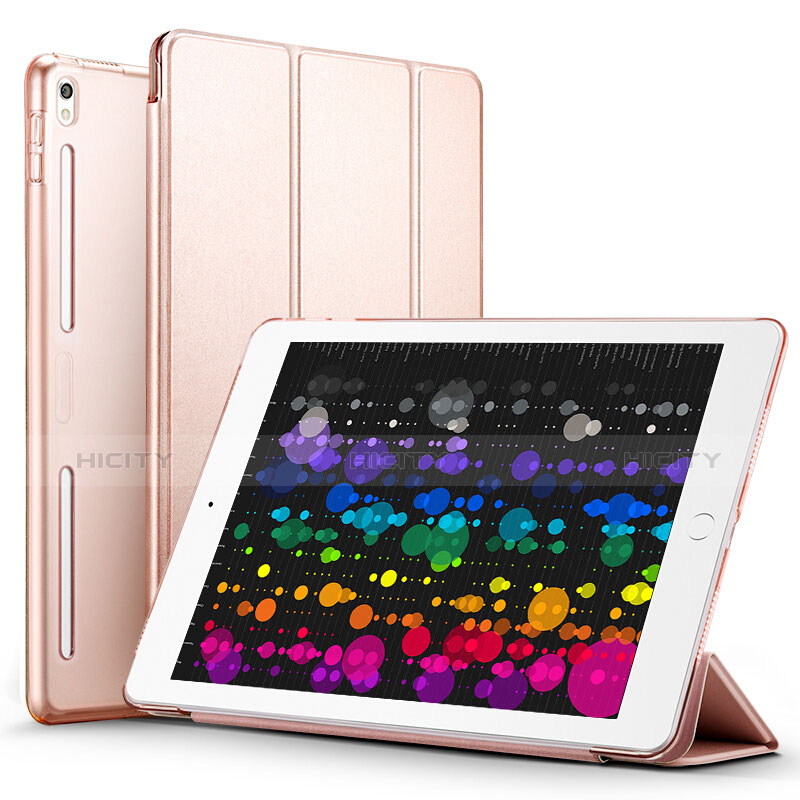 Funda de Cuero Cartera con Soporte L02 para Apple iPad Pro 10.5 Oro Rosa