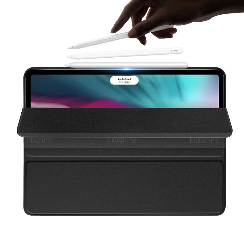 Funda de Cuero Cartera con Soporte L02 para Apple iPad Pro 12.9 (2018) Negro