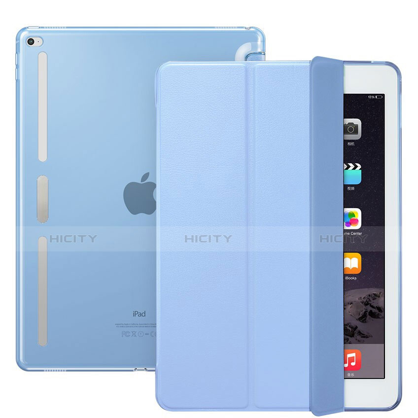 Funda de Cuero Cartera con Soporte L02 para Apple iPad Pro 12.9 Azul Cielo