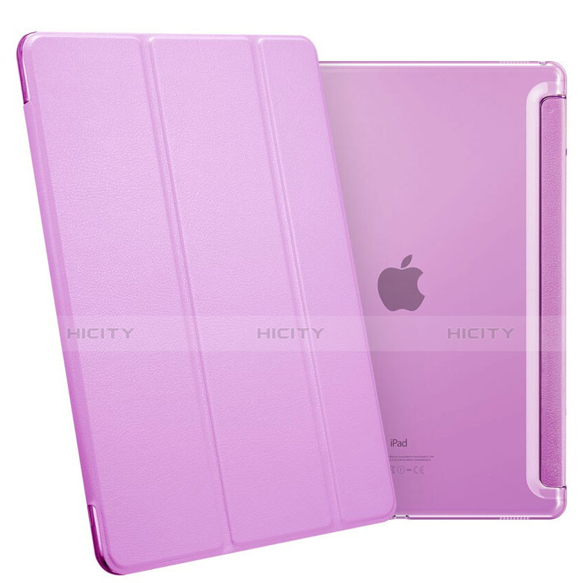 Funda de Cuero Cartera con Soporte L02 para Apple iPad Pro 12.9 Morado