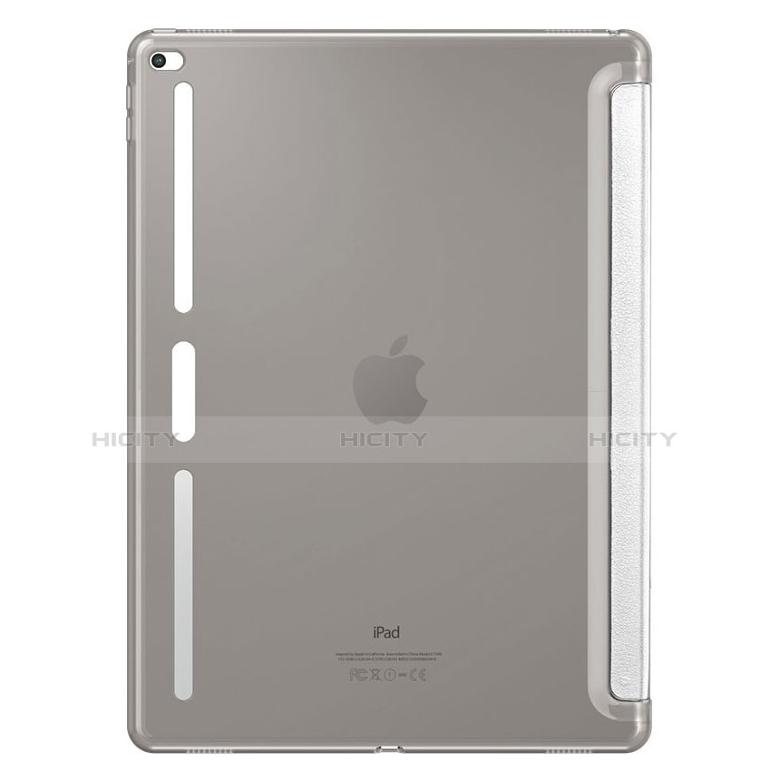 Funda de Cuero Cartera con Soporte L02 para Apple iPad Pro 12.9 Plata