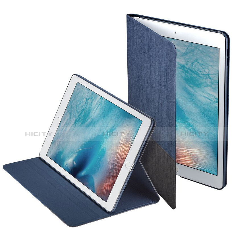 Funda de Cuero Cartera con Soporte L02 para Apple iPad Pro 9.7 Azul