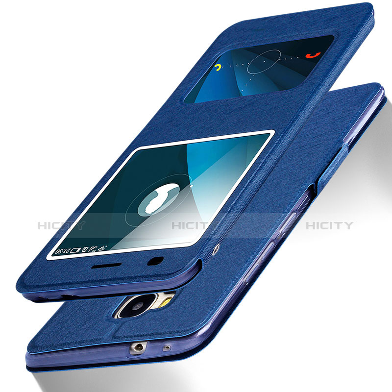 Funda de Cuero Cartera con Soporte L02 para Huawei GR5 Azul