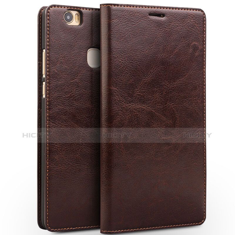 Funda de Cuero Cartera con Soporte L02 para Huawei Honor Note 8 Marron