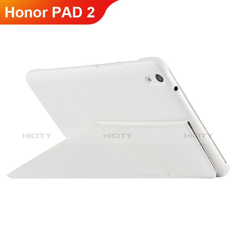 Funda de Cuero Cartera con Soporte L02 para Huawei Honor Pad 2 Blanco