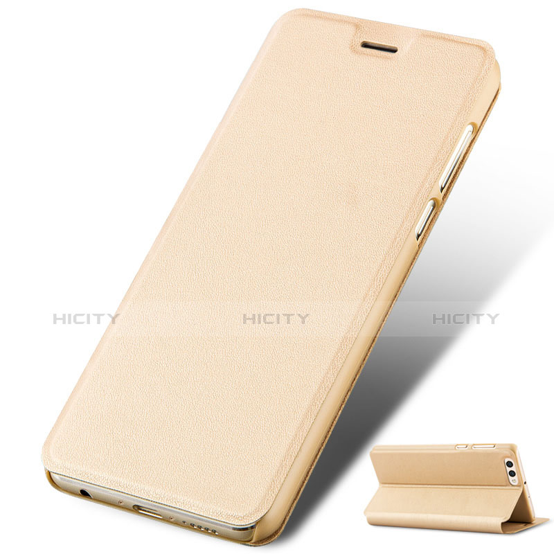 Funda de Cuero Cartera con Soporte L02 para Huawei Honor V10 Oro