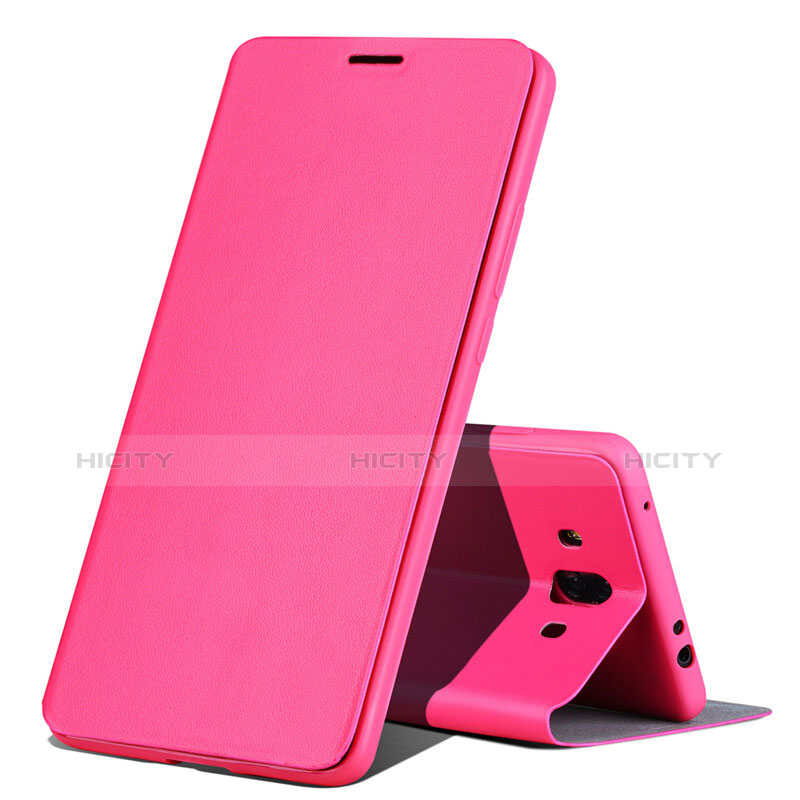 Funda de Cuero Cartera con Soporte L02 para Huawei Mate 10 Rosa Roja