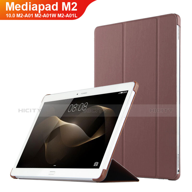 Funda de Cuero Cartera con Soporte L02 para Huawei MediaPad M2 10.0 M2-A01 M2-A01W M2-A01L Marron