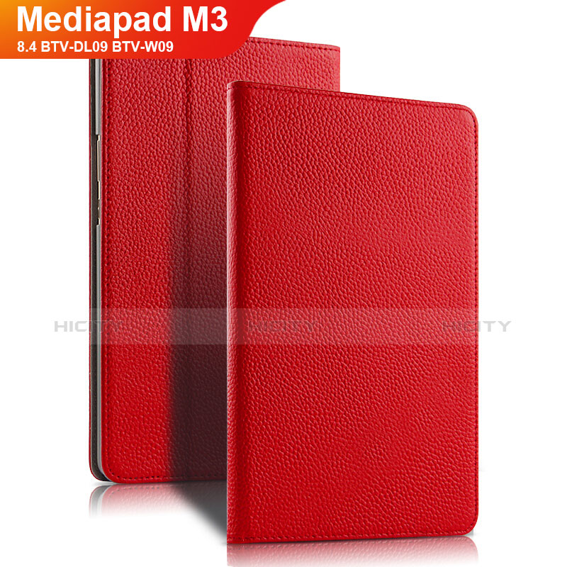 Funda de Cuero Cartera con Soporte L02 para Huawei Mediapad M3 8.4 BTV-DL09 BTV-W09 Rojo