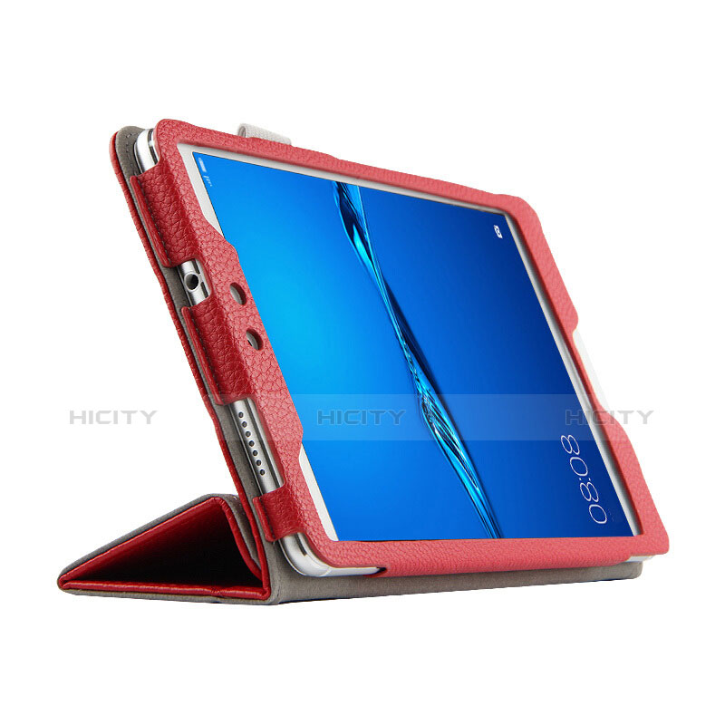 Funda de Cuero Cartera con Soporte L02 para Huawei MediaPad M3 Lite 8.0 CPN-W09 CPN-AL00 Rojo