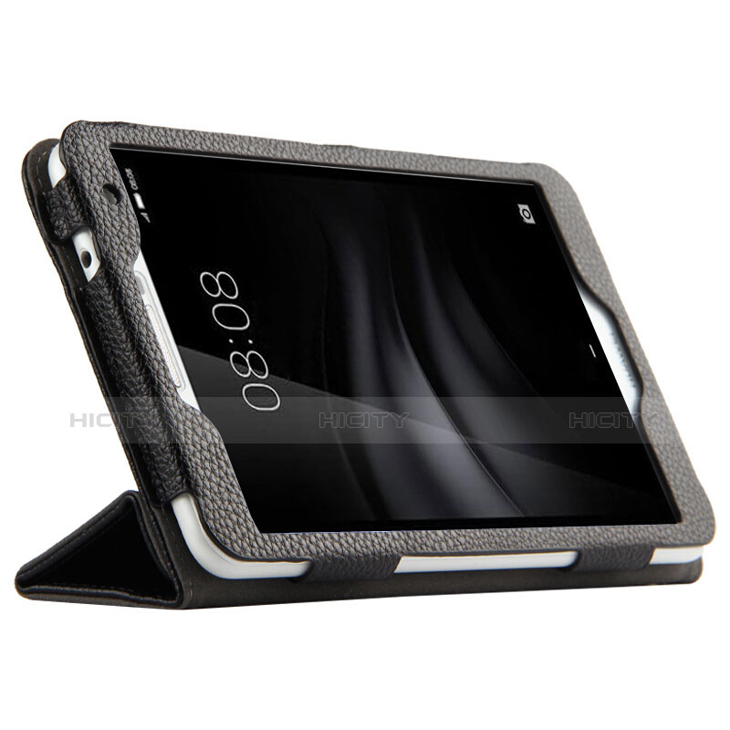 Funda de Cuero Cartera con Soporte L02 para Huawei MediaPad T2 Pro 7.0 PLE-703L Negro