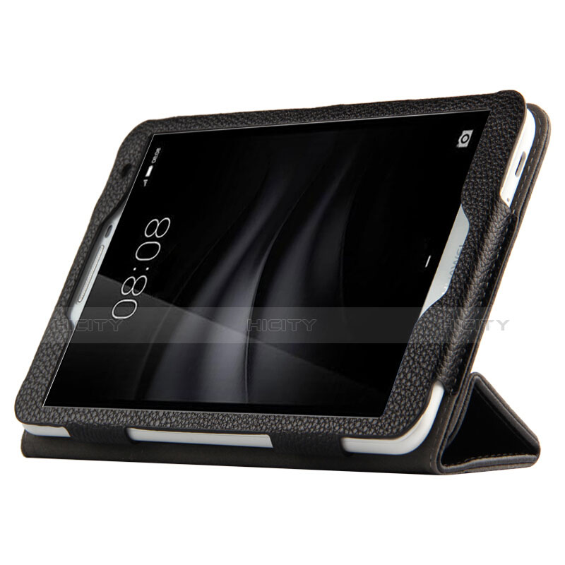 Funda de Cuero Cartera con Soporte L02 para Huawei MediaPad T2 Pro 7.0 PLE-703L Negro