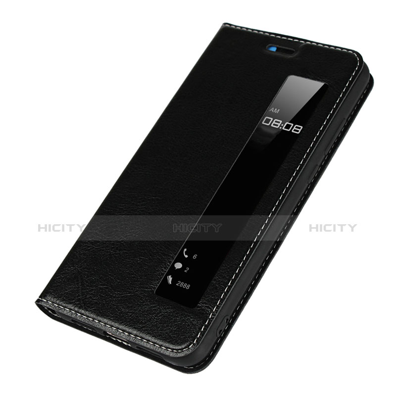 Funda de Cuero Cartera con Soporte L02 para Huawei P20 Negro