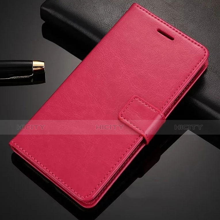 Funda de Cuero Cartera con Soporte L02 para Nokia X6 Rosa Roja
