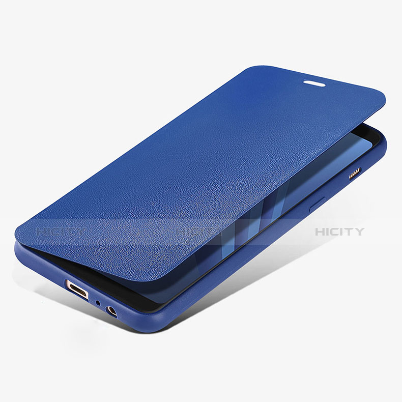 Funda de Cuero Cartera con Soporte L02 para Samsung Galaxy A8 (2018) A530F Azul