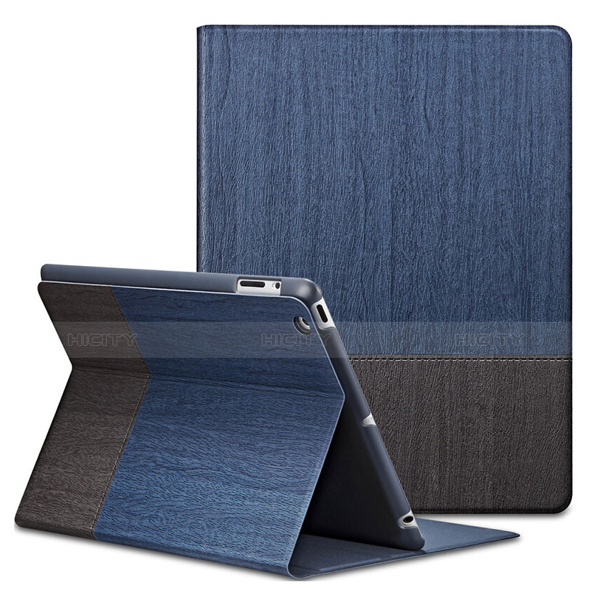 Funda de Cuero Cartera con Soporte L03 para Apple iPad 2 Azul