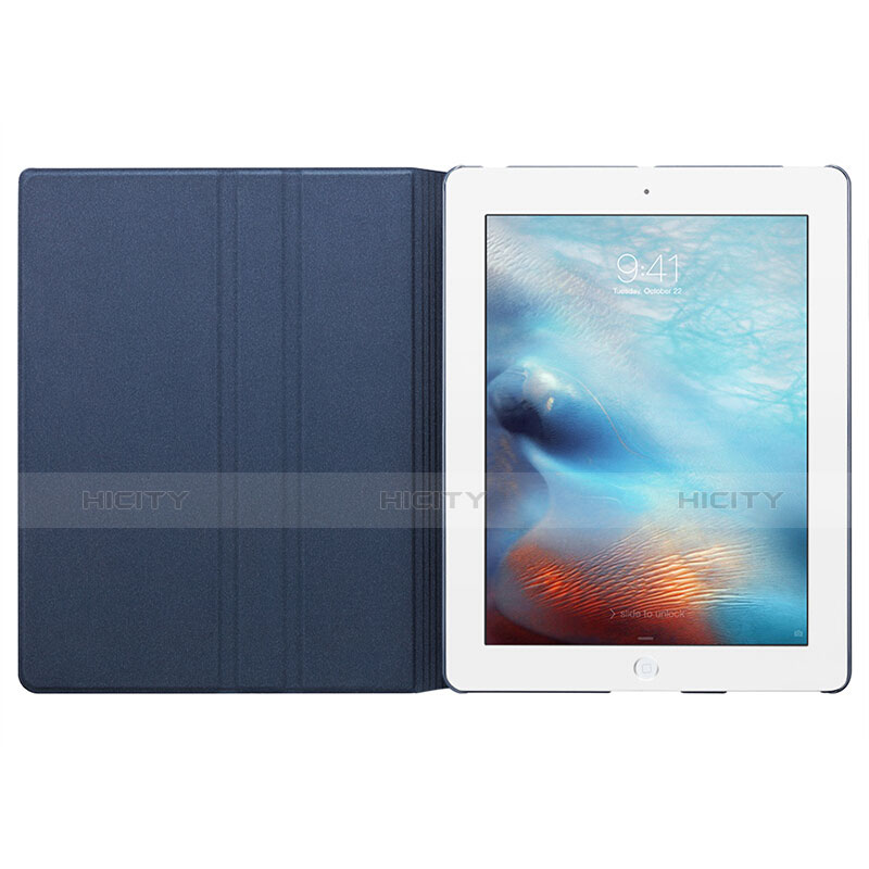 Funda de Cuero Cartera con Soporte L03 para Apple iPad 3 Azul