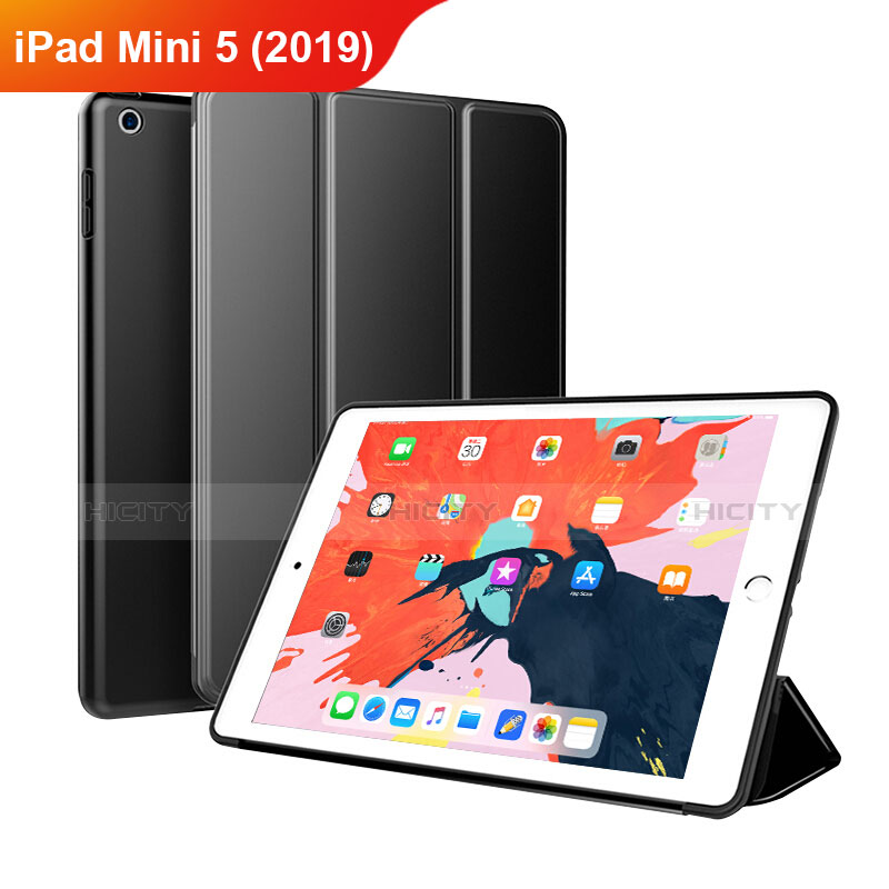 Funda de Cuero Cartera con Soporte L03 para Apple iPad Mini 5 (2019) Negro