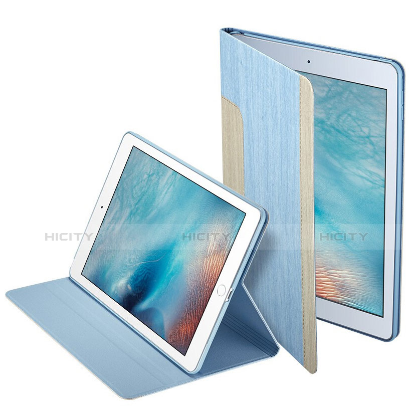Funda de Cuero Cartera con Soporte L03 para Apple iPad Pro 9.7 Azul Cielo