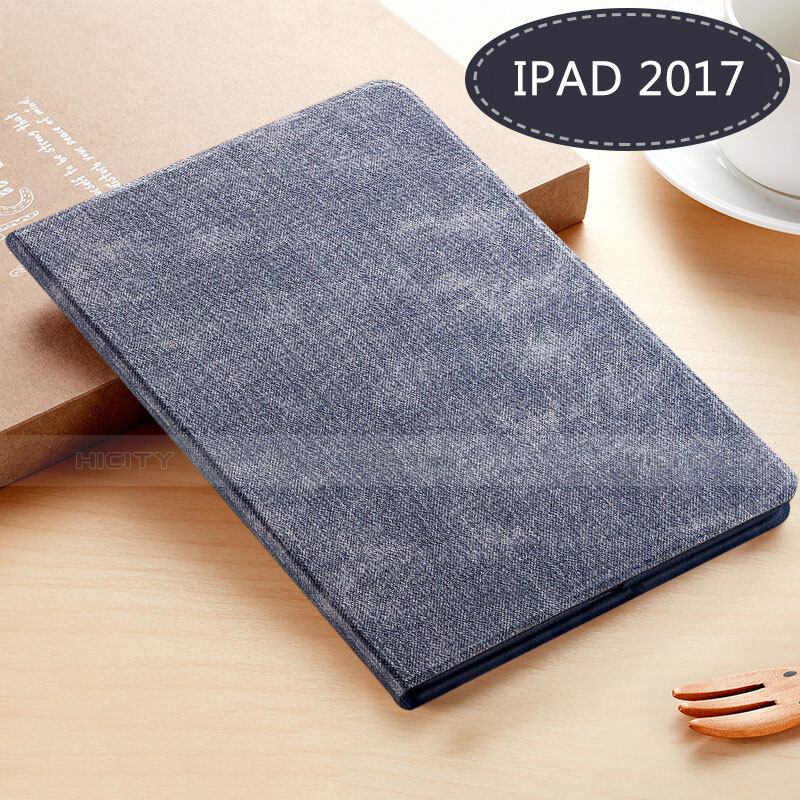 Funda de Cuero Cartera con Soporte L03 para Apple New iPad 9.7 (2017) Azul