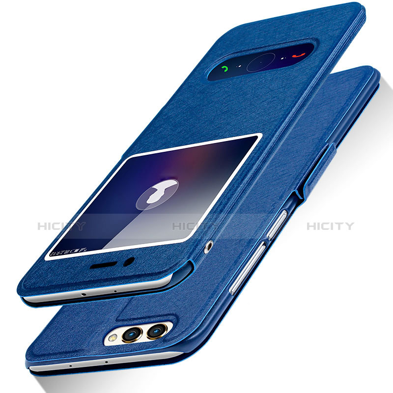 Funda de Cuero Cartera con Soporte L03 para Huawei Honor View 10 Azul