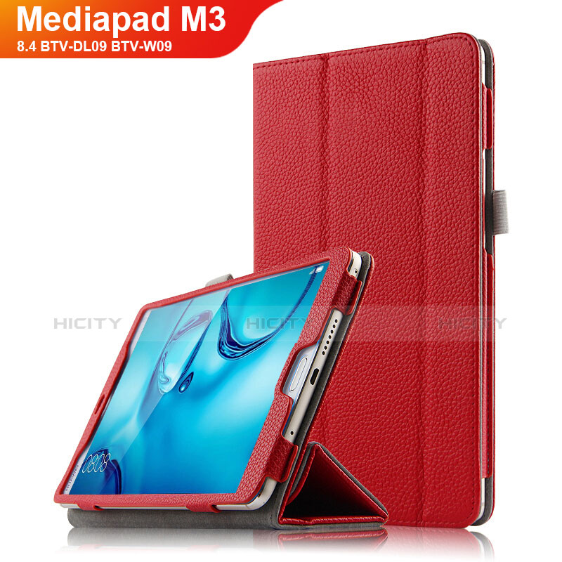 Funda de Cuero Cartera con Soporte L03 para Huawei Mediapad M3 8.4 BTV-DL09 BTV-W09 Rojo