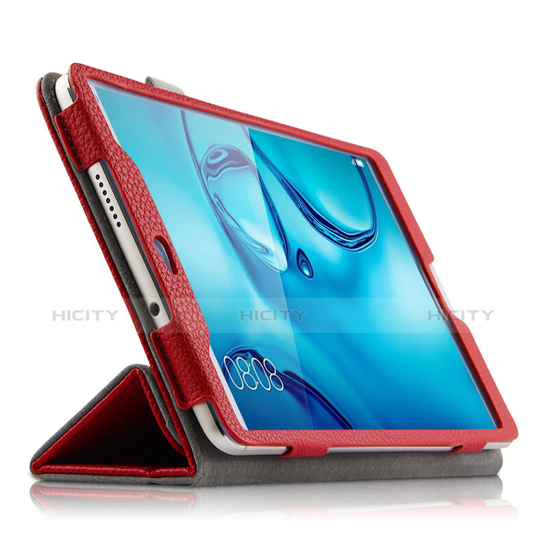 Funda de Cuero Cartera con Soporte L03 para Huawei Mediapad M3 8.4 BTV-DL09 BTV-W09 Rojo