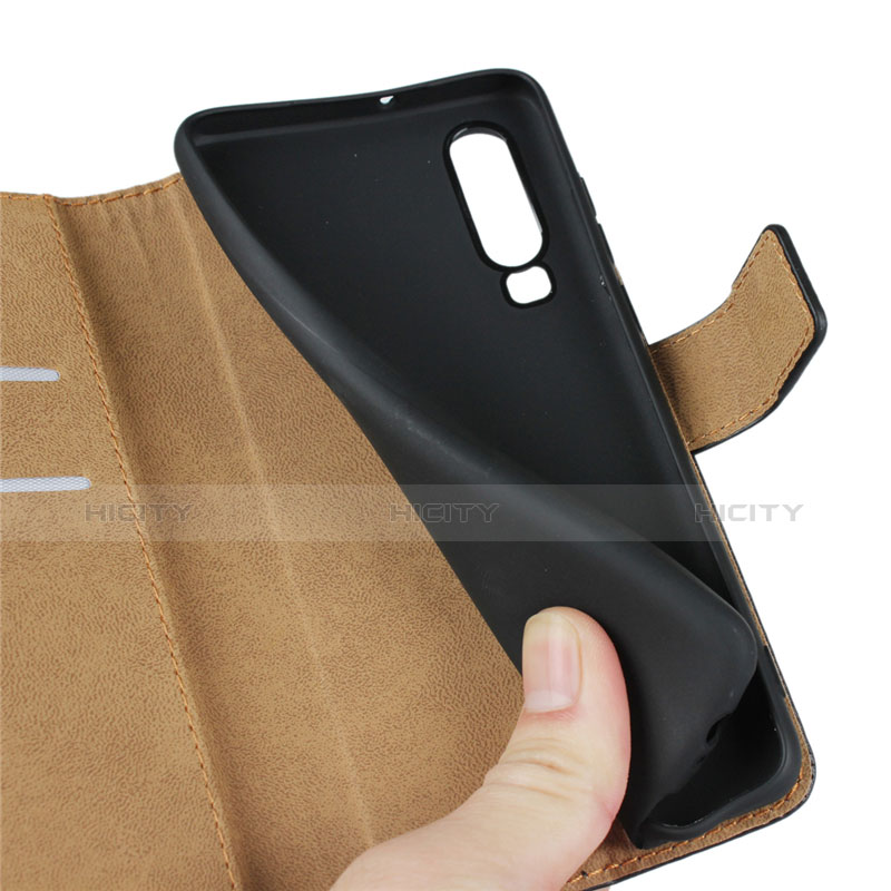 Funda de Cuero Cartera con Soporte L03 para Huawei P30 Negro