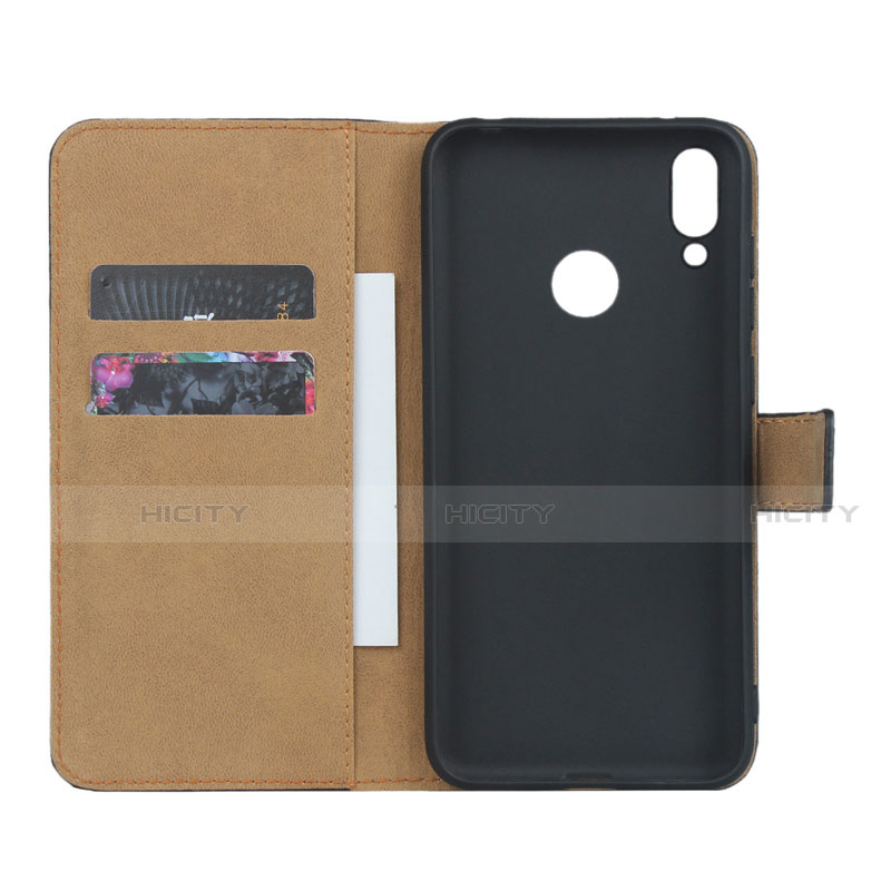 Funda de Cuero Cartera con Soporte L03 para Huawei Y7 (2019) Negro