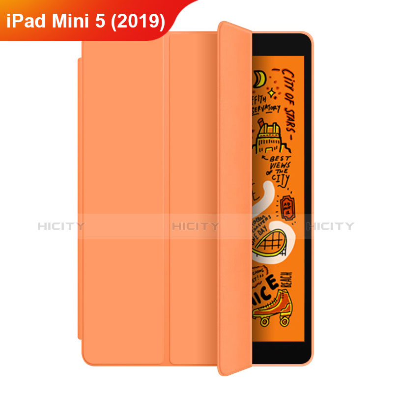 Funda de Cuero Cartera con Soporte L04 para Apple iPad Mini 5 (2019) Naranja