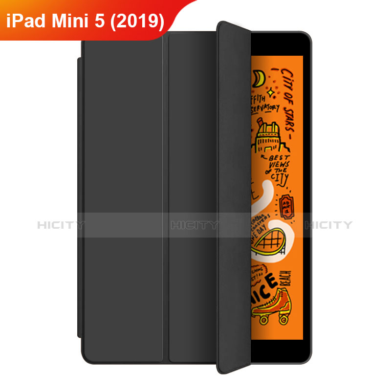 Funda de Cuero Cartera con Soporte L04 para Apple iPad Mini 5 (2019) Negro