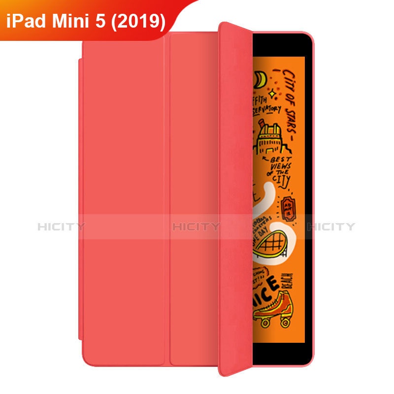 Funda de Cuero Cartera con Soporte L04 para Apple iPad Mini 5 (2019) Rojo