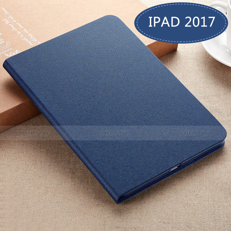 Funda de Cuero Cartera con Soporte L04 para Apple New iPad 9.7 (2017) Azul