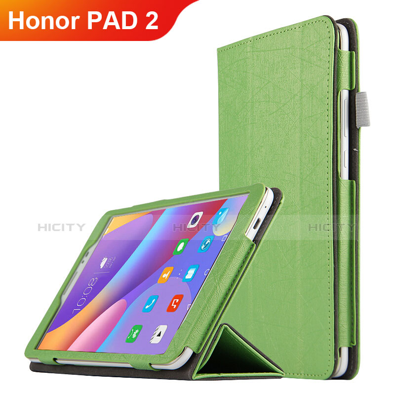 Funda de Cuero Cartera con Soporte L04 para Huawei Honor Pad 2 Verde