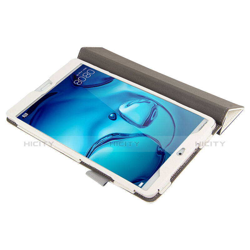 Funda de Cuero Cartera con Soporte L04 para Huawei Mediapad M3 8.4 BTV-DL09 BTV-W09 Blanco