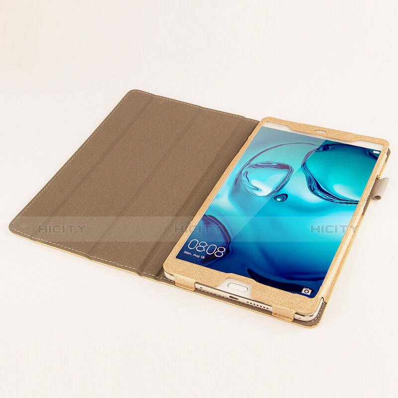 Funda de Cuero Cartera con Soporte L04 para Huawei Mediapad M3 8.4 BTV-DL09 BTV-W09 Oro