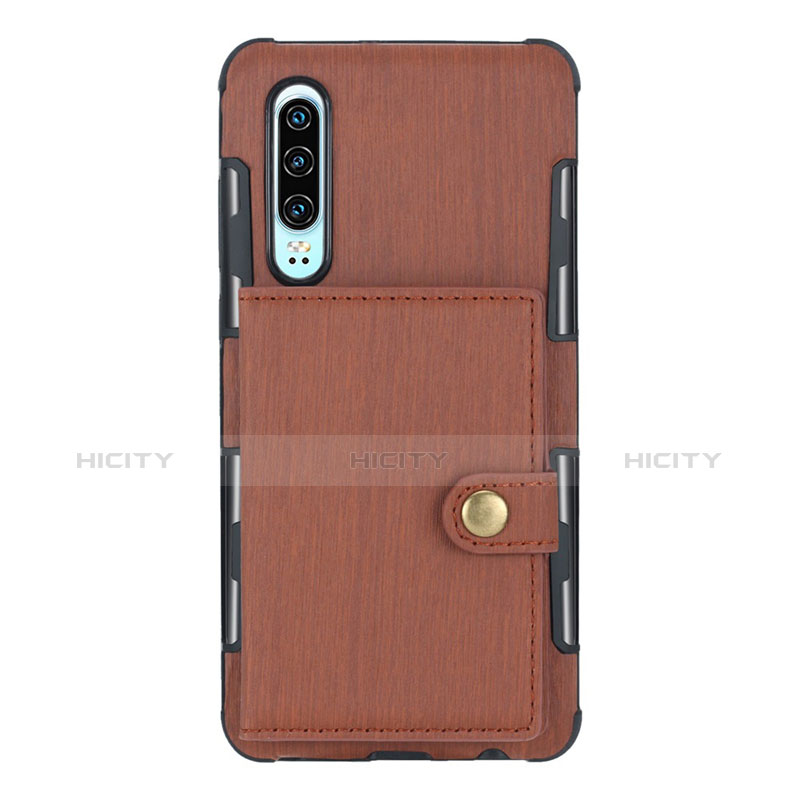 Funda de Cuero Cartera con Soporte L04 para Huawei P30 Marron