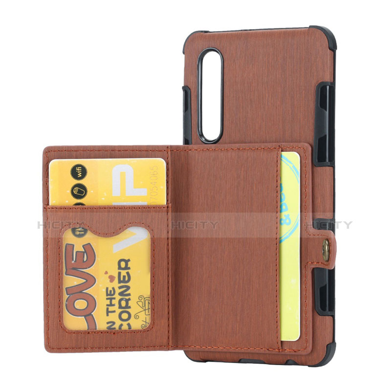 Funda de Cuero Cartera con Soporte L04 para Huawei P30 Marron