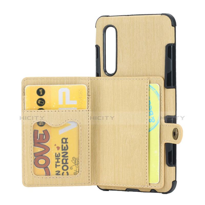 Funda de Cuero Cartera con Soporte L04 para Huawei P30 Oro