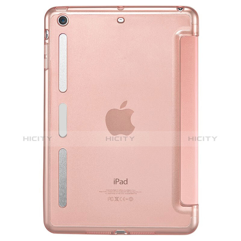 Funda de Cuero Cartera con Soporte L05 para Apple iPad Mini 3 Oro Rosa